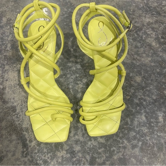 Sam Edelman- SZ 7 Kiwi Leather MAVEN PADDED STRAPPY HEEL - Picture 4 of 10